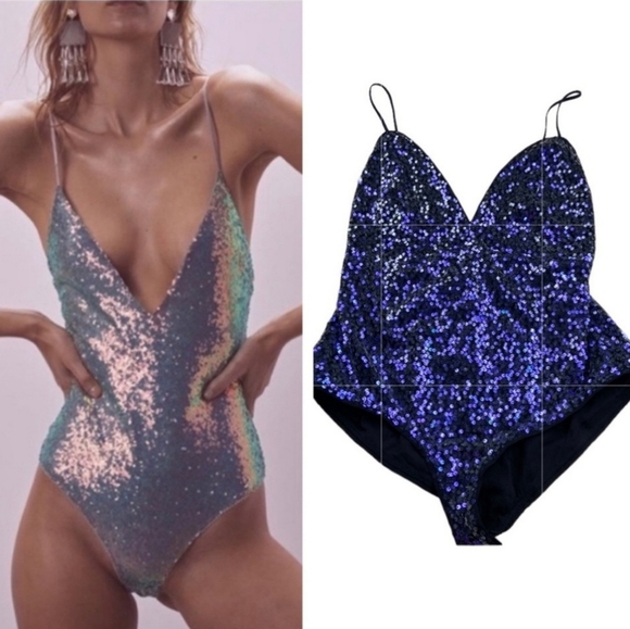 For Love and lemons Women's Body Suit Sequin